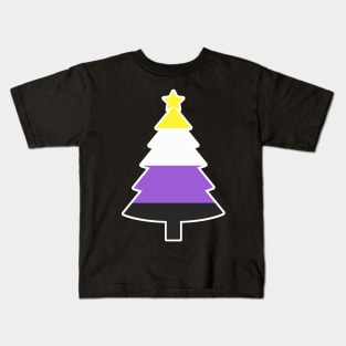 Christmas Tree LGBT Flag Nonbinary Kids T-Shirt